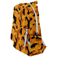 Orange And Black Camouflage Pattern Travelers  Backpack by SpinnyChairDesigns