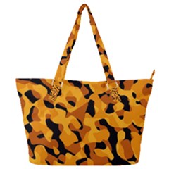 Orange And Black Camouflage Pattern Full Print Shoulder Bag by SpinnyChairDesigns