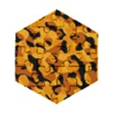 Orange and Black Camouflage Pattern Wooden Puzzle Hexagon View1