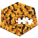 Orange and Black Camouflage Pattern Wooden Puzzle Hexagon View2