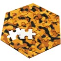 Orange and Black Camouflage Pattern Wooden Puzzle Hexagon View3