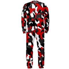 Black Red White Camouflage Pattern Onepiece Jumpsuit (men)  by SpinnyChairDesigns