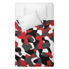 Black Red White Camouflage Pattern Duvet Cover Double Side (single Size) by SpinnyChairDesigns