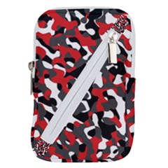 Black Red White Camouflage Pattern Belt Pouch Bag (small) by SpinnyChairDesigns