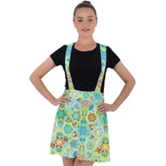 Bright Mosaic Velvet Suspender Skater Skirt by ibelieveimages