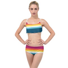 70s Vintage Stripes Layered Top Bikini Set by tmsartbazaar