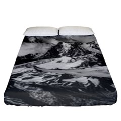 Black And White Andes Mountains Aerial View, Chile Fitted Sheet (california King Size) by dflcprintsclothing