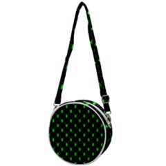 Neon Green Bug Insect Heads On Black Crossbody Circle Bag by SpinnyChairDesigns