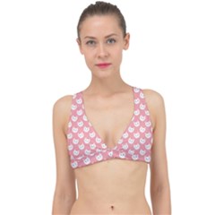 Cute Cat Faces White And Pink Classic Banded Bikini Top by SpinnyChairDesigns