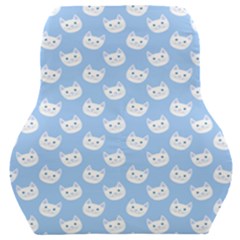 Cute Cat Faces White And Blue  Car Seat Back Cushion  by SpinnyChairDesigns