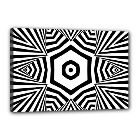 Black And White Line Art Stripes Pattern Canvas 18  X 12  (stretched) by SpinnyChairDesigns