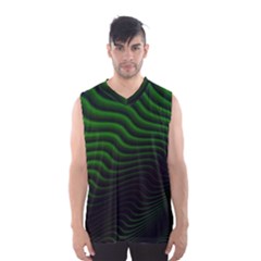 Black And Green Abstract Stripes Gradient Men s Basketball Tank Top by SpinnyChairDesigns