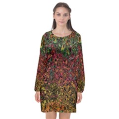 Stylish Fall Colors Camouflage Long Sleeve Chiffon Shift Dress  by SpinnyChairDesigns