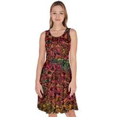 Stylish Fall Colors Camouflage Knee Length Skater Dress With Pockets by SpinnyChairDesigns