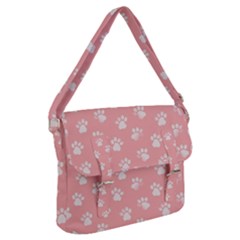 Animal Cat Dog Prints Pattern Pink White Buckle Messenger Bag by SpinnyChairDesigns