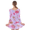 Cosmos Flowers Pink Long Sleeve Velvet Skater Dress View2