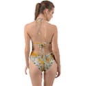 Cosmos Flowers Sepia Color Halter Cut-Out One Piece Swimsuit View2