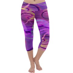 Infinity Painting Purple Capri Yoga Leggings by DinkovaArt