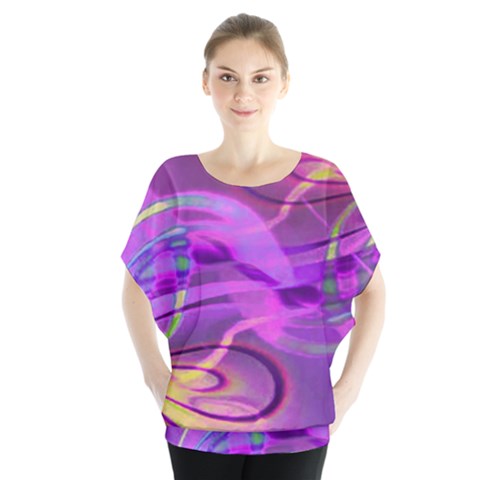 Infinity Painting Purple Batwing Chiffon Blouse by DinkovaArt