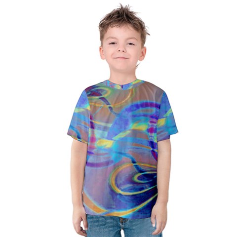 Infinity Painting Blue Kids  Cotton Tee by DinkovaArt