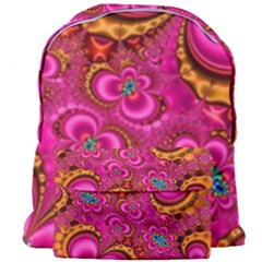 Abstract Pink Gold Floral Print Pattern Giant Full Print Backpack by SpinnyChairDesigns