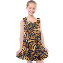 Monarch Butterfly Wings Pattern Kids  Cross Back Dress by SpinnyChairDesigns