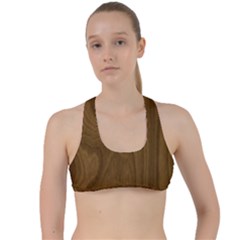 Dark Wood Panel Texture Criss Cross Racerback Sports Bra by SpinnyChairDesigns