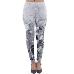 Black And White Abstract Mosaic Pattern Lightweight Velour Leggings by SpinnyChairDesigns