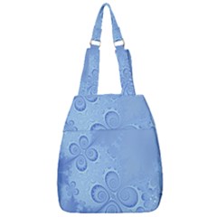 Light Blue Intricate Swirls Pattern Center Zip Backpack by SpinnyChairDesigns
