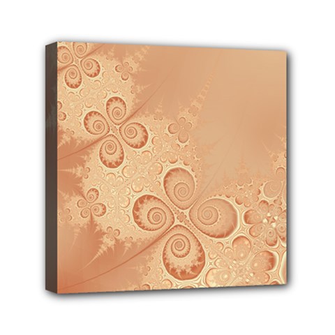 Coral Peach Intricate Swirls Pattern Mini Canvas 6  X 6  (stretched) by SpinnyChairDesigns