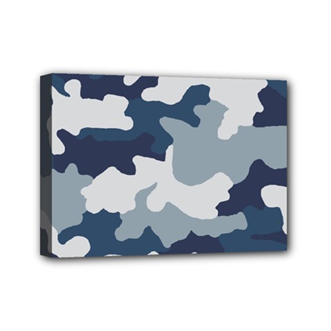 Camo Blue Mini Canvas 7  X 5  (stretched) by MooMoosMumma