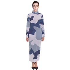 Camo Blue Turtleneck Maxi Dress by MooMoosMumma