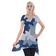 Camo Blue Short Sleeve Side Drop Tunic by MooMoosMumma