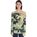 Camo Green Off Shoulder Long Sleeve Top View1