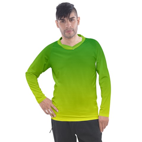 Avocado Ombre Green Yellow Gradient Men s Pique Long Sleeve Tee by SpinnyChairDesigns