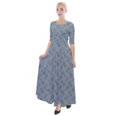 Grey Diamond Plate Metal Texture Half Sleeves Maxi Dress by SpinnyChairDesigns