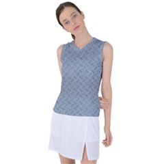 Grey Diamond Plate Metal Texture Women s Sleeveless Sports Top by SpinnyChairDesigns