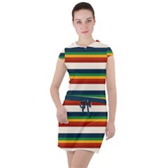 Rainbow Stripes Drawstring Hooded Dress by tmsartbazaar