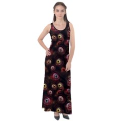 Zombie Eyes Pattern Sleeveless Velour Maxi Dress by SpinnyChairDesigns