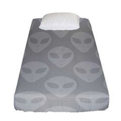 Grey Aliens Ufo Fitted Sheet (single Size) by SpinnyChairDesigns