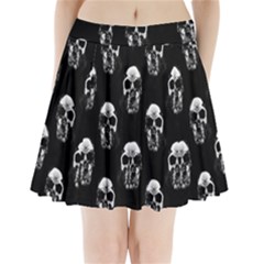 Black And White Skulls Pleated Mini Skirt by SpinnyChairDesigns