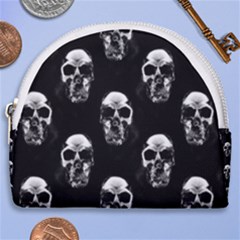 Black And White Skulls Horseshoe Style Canvas Pouch by SpinnyChairDesigns