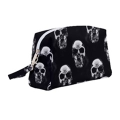 Black And White Skulls Wristlet Pouch Bag (medium) by SpinnyChairDesigns