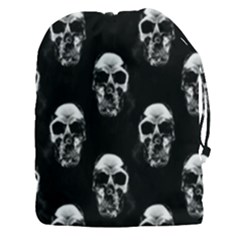 Black And White Skulls Drawstring Pouch (3xl) by SpinnyChairDesigns