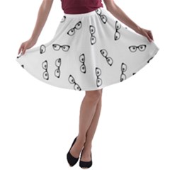 Geek Glasses With Eyes A-line Skater Skirt by SpinnyChairDesigns