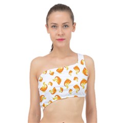 Orange Goldfish Pattern Spliced Up Bikini Top  by SpinnyChairDesigns