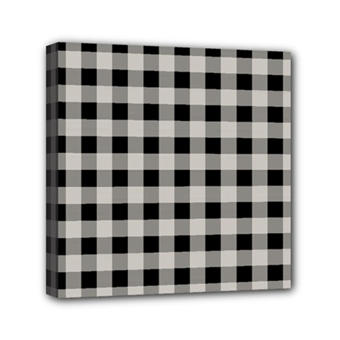 Black And White Buffalo Plaid Mini Canvas 6  X 6  (stretched) by SpinnyChairDesigns