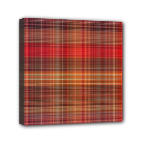 Madras Plaid Fall Colors Mini Canvas 6  X 6  (stretched) by SpinnyChairDesigns