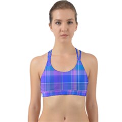 Madras Plaid Blue Purple Back Web Sports Bra by SpinnyChairDesigns