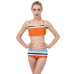 Tri Color Stripes Layered Top Bikini Set by tmsartbazaar